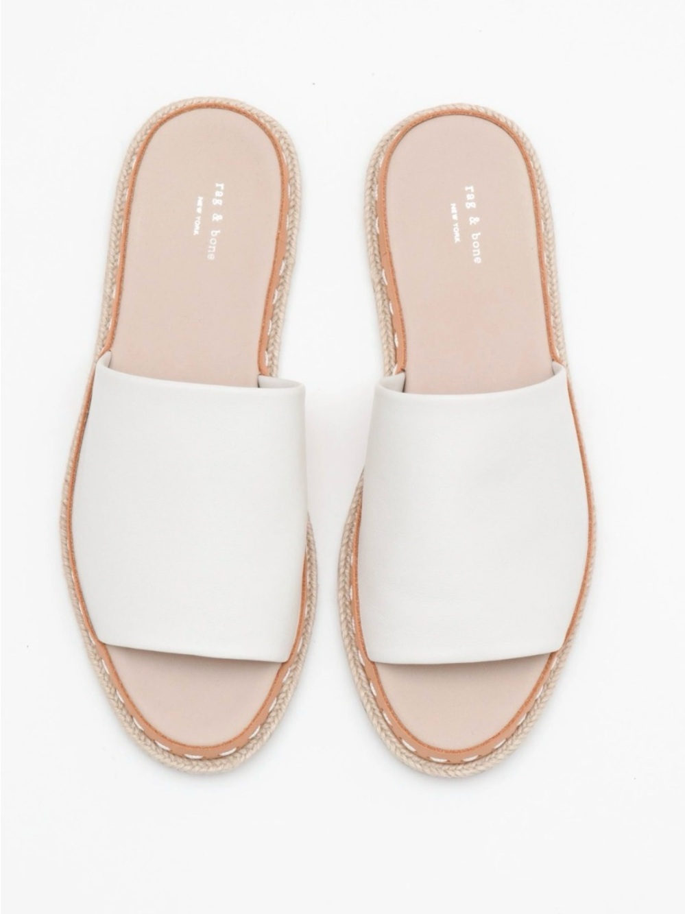 rag & bone 7.5 Designer Leather Slide Sandals Coastal Cottage Preppy Boho Resort